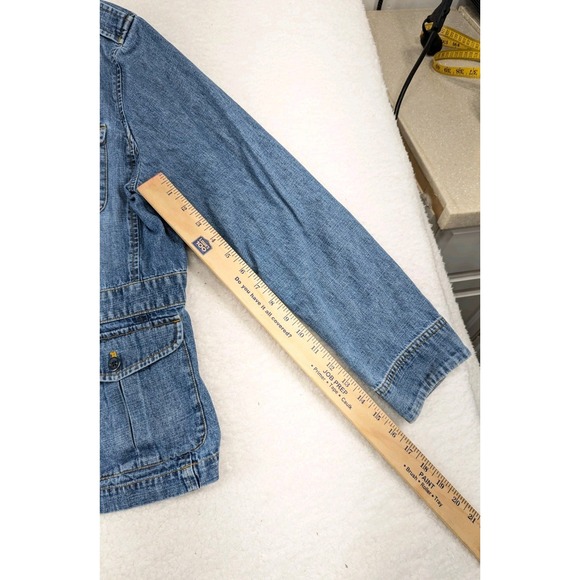 Lauren Ralph Lauren Jean Jacket Womens Medium Wash Zip Front Pockets L - Picture 12 of 14